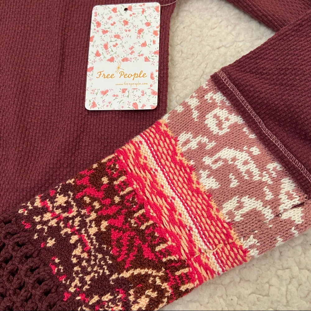 NWT Free People In The Mix Cuff Thermal Top, XS - Picture 7 of 9